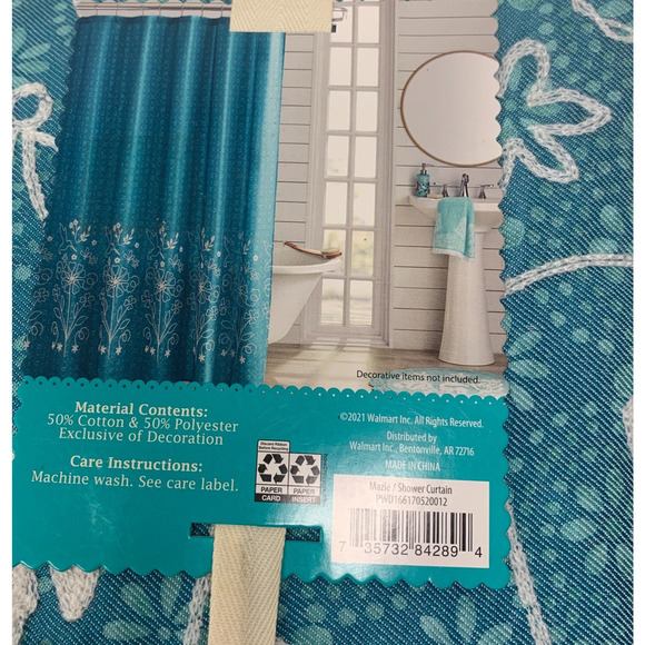 NEW The Pioneer Woman Mazie Crochet Fabric Shower Curtain 72" x 72" NWT - Picture 4 of 6